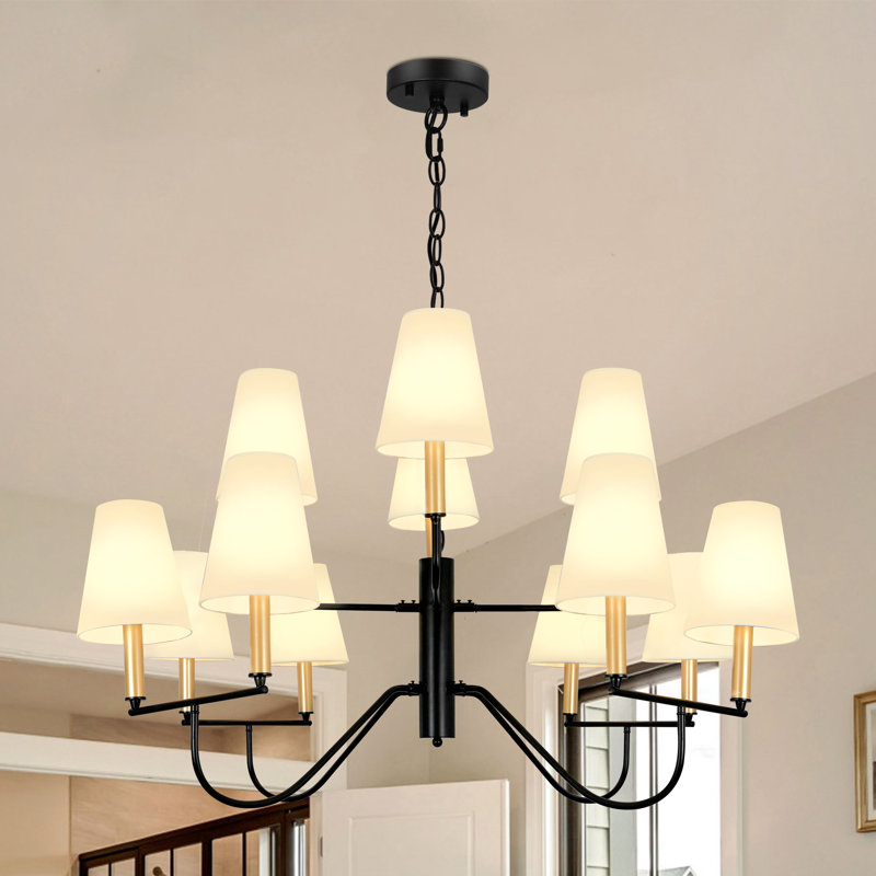Stackhouse 12 - Lights Chandeliers Living Room Chandelier Farmhouse Chandelier Traditional Chandelier With Shades Dining Room Light Fixture