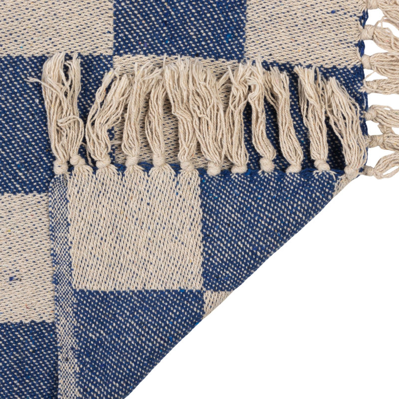  Throw Blanket, Yellow/Blue/Natural Checkered