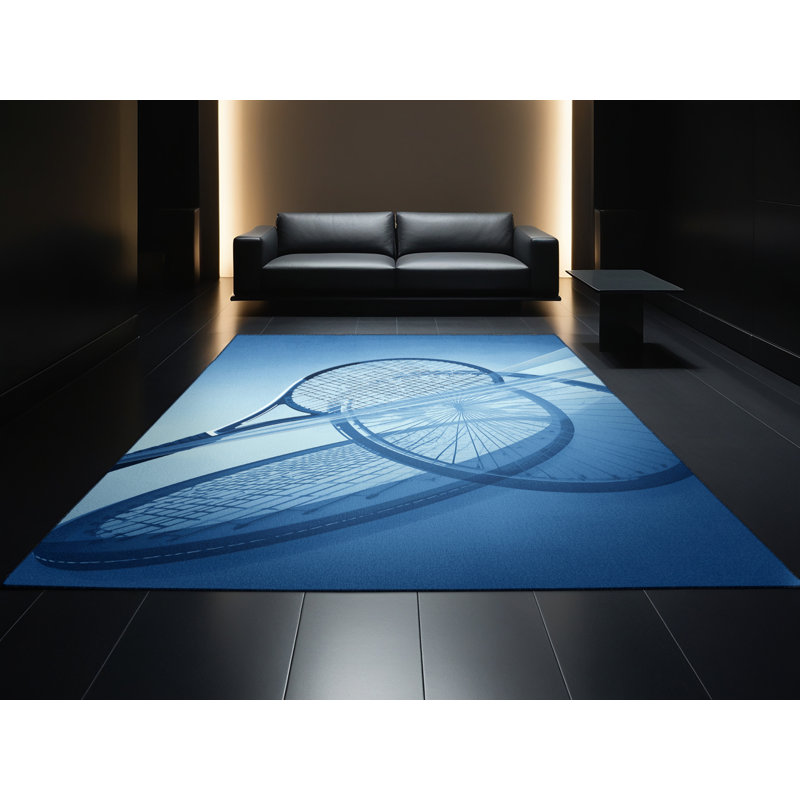 Tapis de tennis en fauteuil roulant bleu moelleux doux et moelleux Erhart, 7 x 9