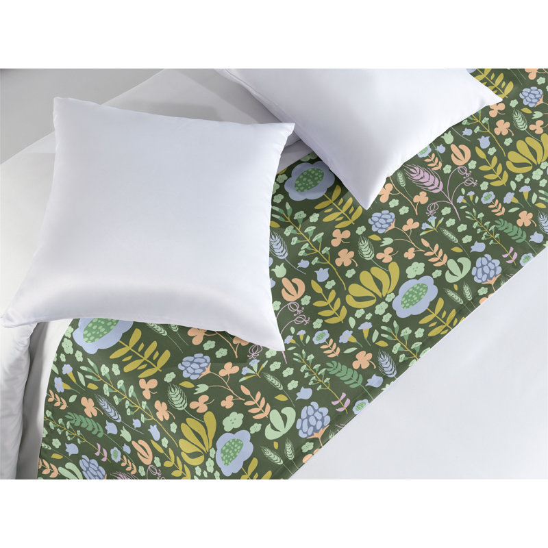 Ambesonne Floral Bed Runner Pastel Colour Spring Beauty Reseda Green Multicolor, King