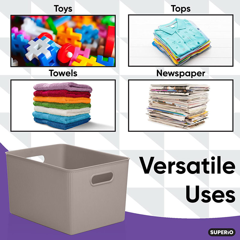 Panier en plastique nervuré, 4, Taupe