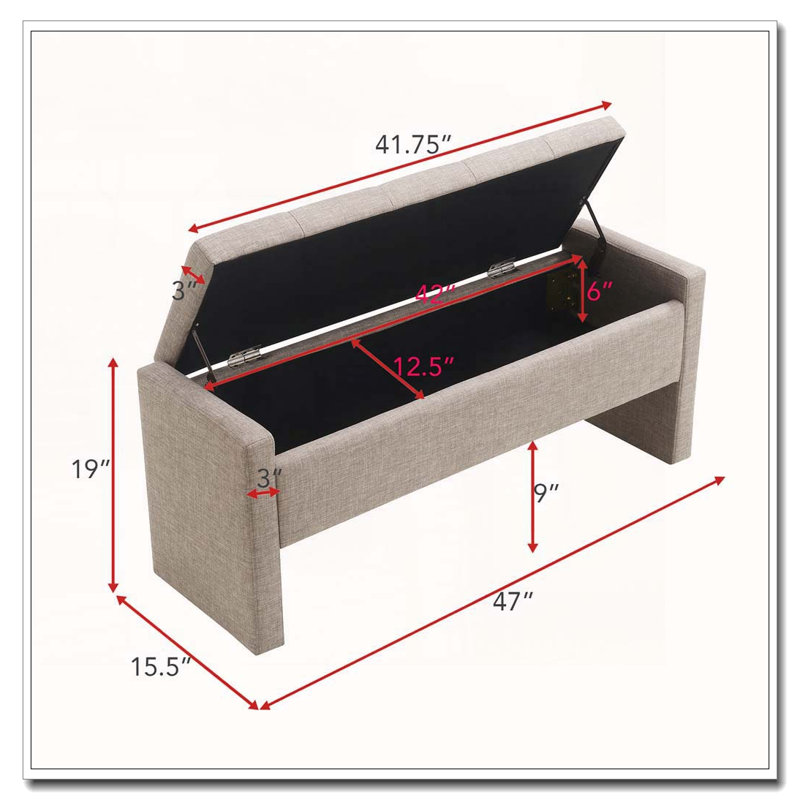 Banc de lit moderne avec rangement, Brun / gris