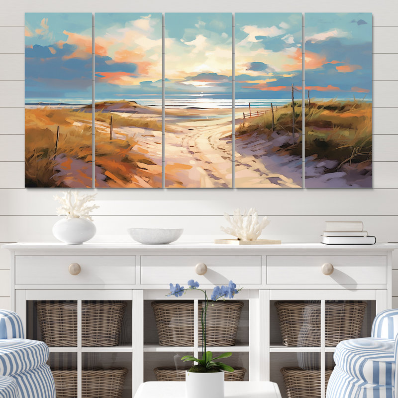 Beach Tranquility Ocean In Spring III - Décoration murale plage - 5 panneaux égaux