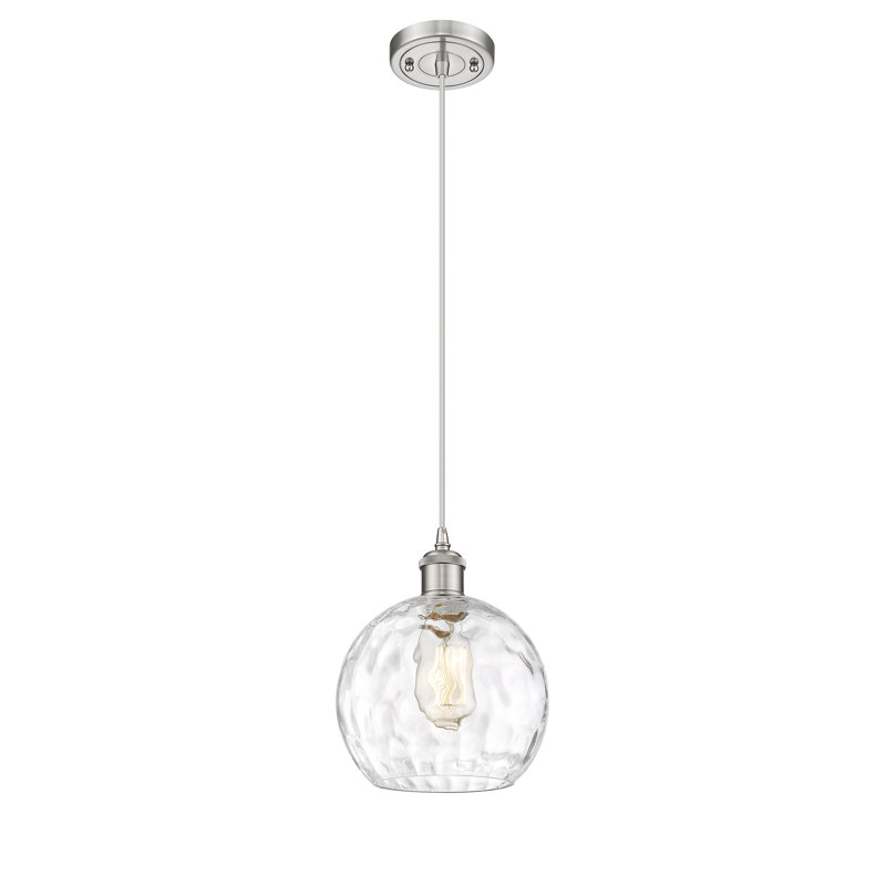 Luminaire suspendu sphère 1 lumière Roxane, Ampoule non incluse, H 16,88 po x l 13,75 po x P 13,75 po, Argent argent