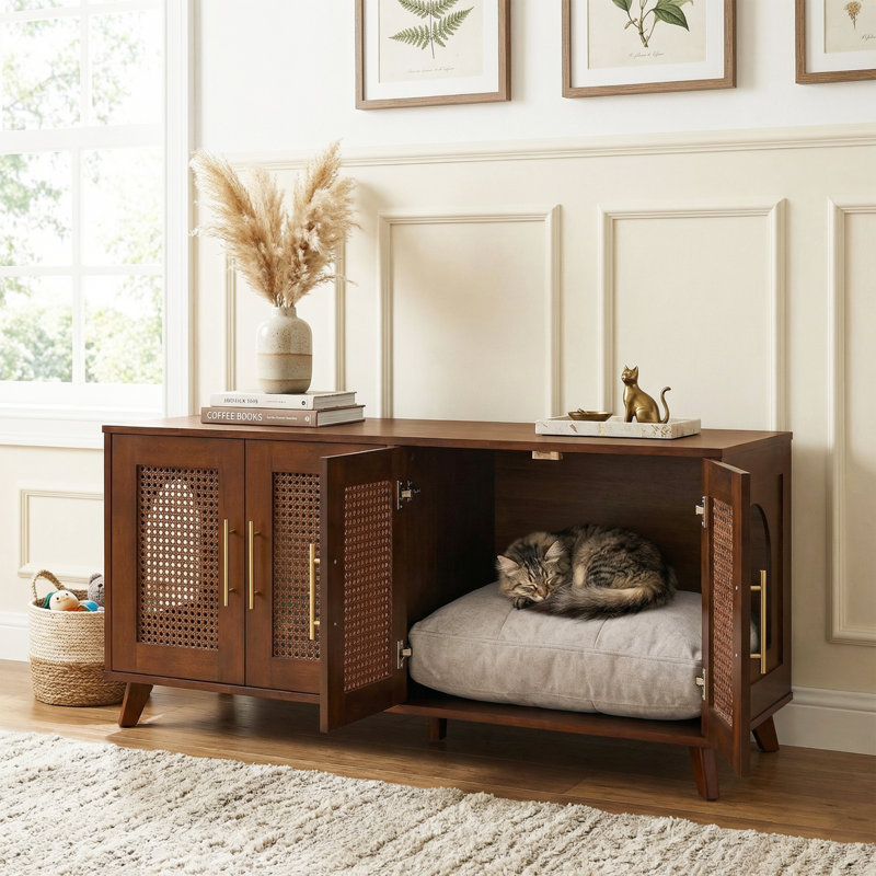 Bacs à litière et enclos pour litière pour chat, rangement pour maison moderne en bois