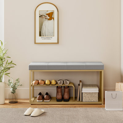 HOMCOM Modern Shoe Storage Bench Hallway Tufted Bench