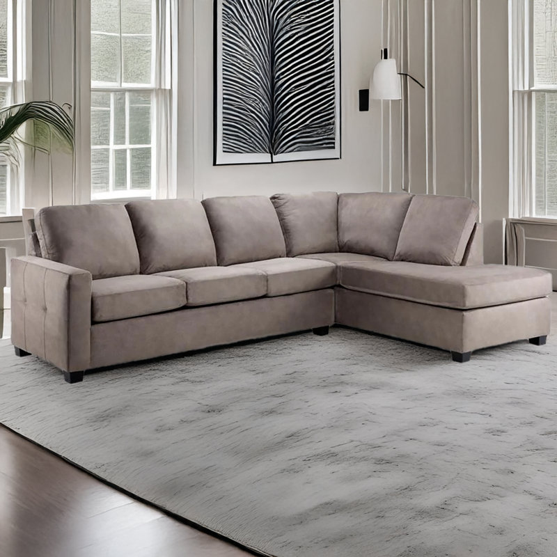 Canapé modulaire en L Alexius, beige (RHF), Orienté à droite, Polyester beige