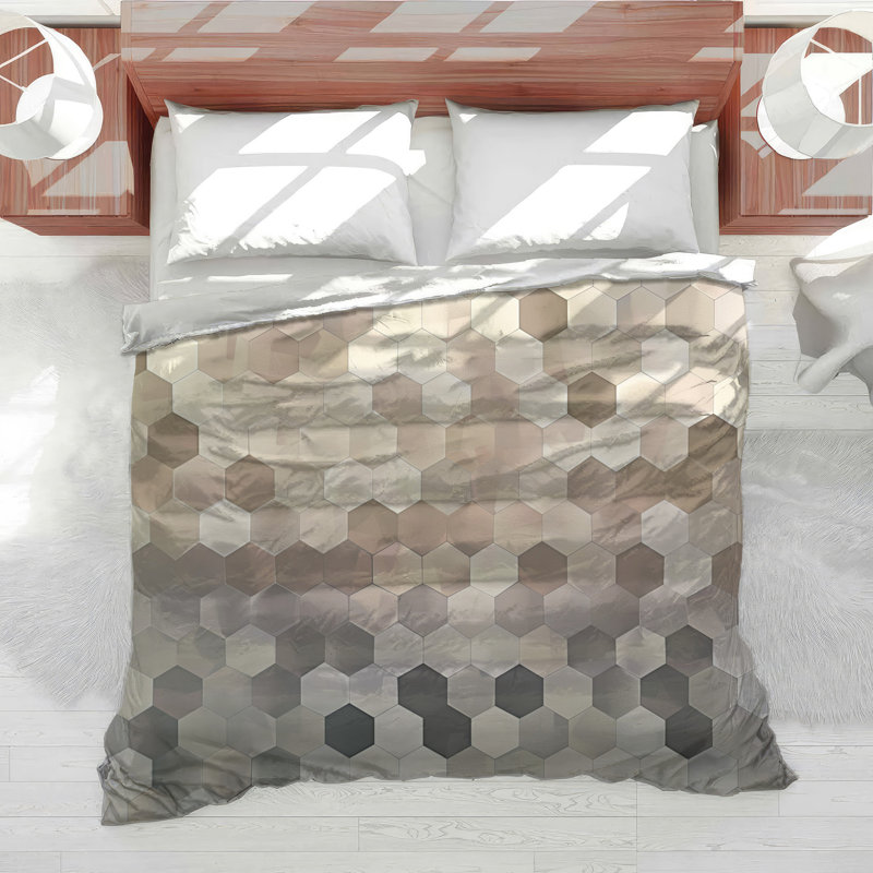Honeycomb Geometric Machine Printed No Pattern And Not Solid Colour Duvet Cover, King Duvet Cover