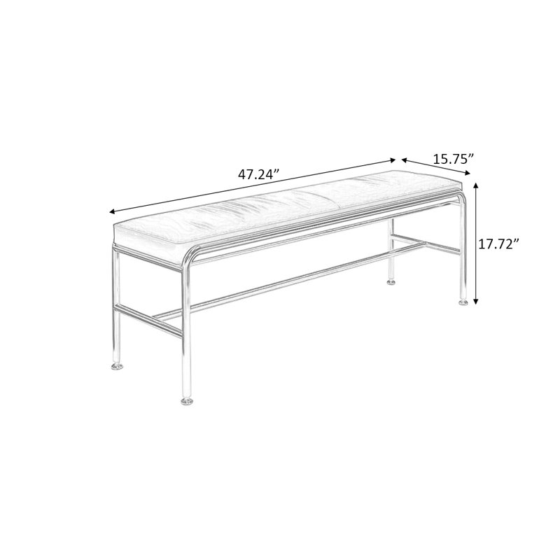 Banc rembourré noir, H 17,72 po x L 47,24 po x P 15,75 po, Noir