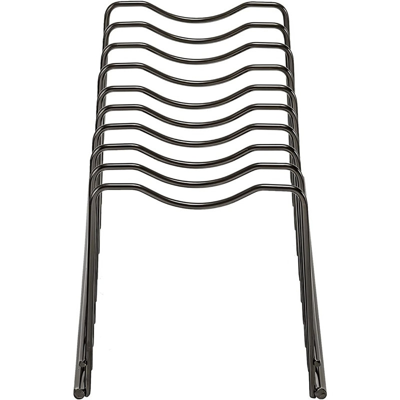 Support de rangement pour couvercle de casserole en acier inoxydable, support de rangement de cuisine pour couvercles de casseroles, planches à découper, plats de cuisson, plateaux de service et contenants alimentaires, nickel satiné, ensemble de 2