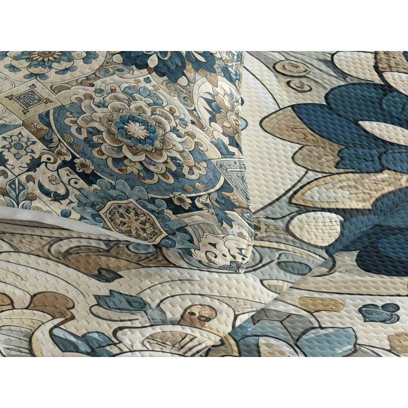 Polyester Floral Coverlet, King Coverlet + 2 Standard Shams