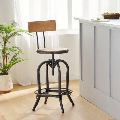 Oswalt Swivel Adjustable Height Counter Stool with Metal Frame
