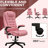 Vibration Heated Reclining Office Chair, Pink Pu Leather, 6 Points Massage, Armrest, Remote - Back Pain Alleviation Massage Computer Chair In With And Adjustable