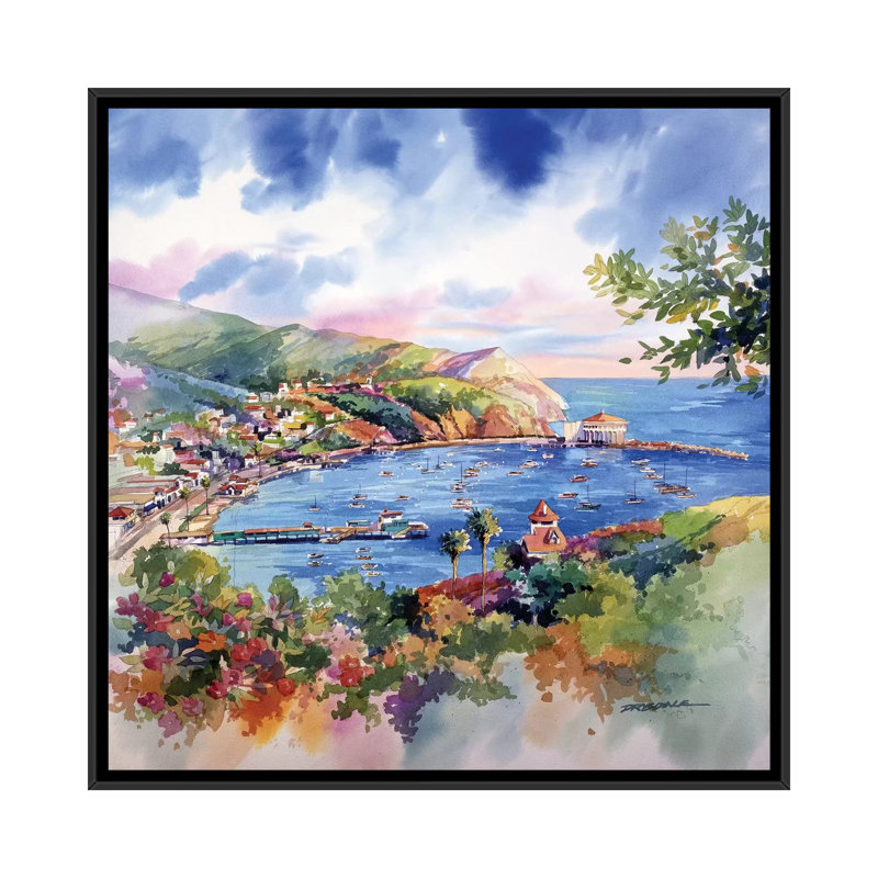 Avalon Catalina par Bill Drysdale - reproduction d'art, H 37 po x l 37 po x P 1,5 po, Toile avec cadre noir, Pas de tapis