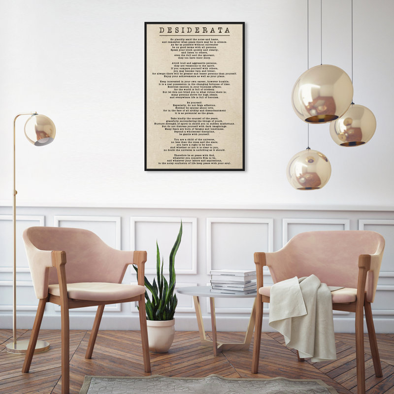 " Desiderata Parchment " by Oliver Gal, Black Floater Framed, 30" H x 20" W