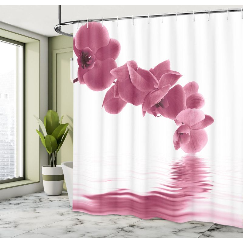  Rideau de douche avec crochets inclus, Blanc rosé, H 75 po x l 69 po