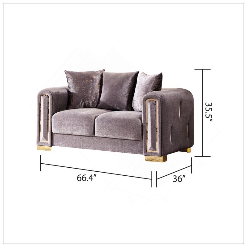 Causeuse Impreza de style moderne en argent avec structure en bouleau durable et revêtement en velours luxueux avec des accents dorés