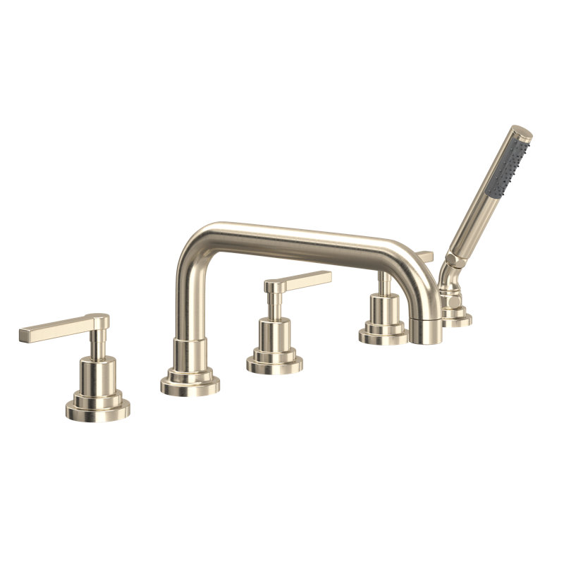 Lombardia® Deck Mounted Roman Tub Faucet, Satin Nickel, Lever Handle