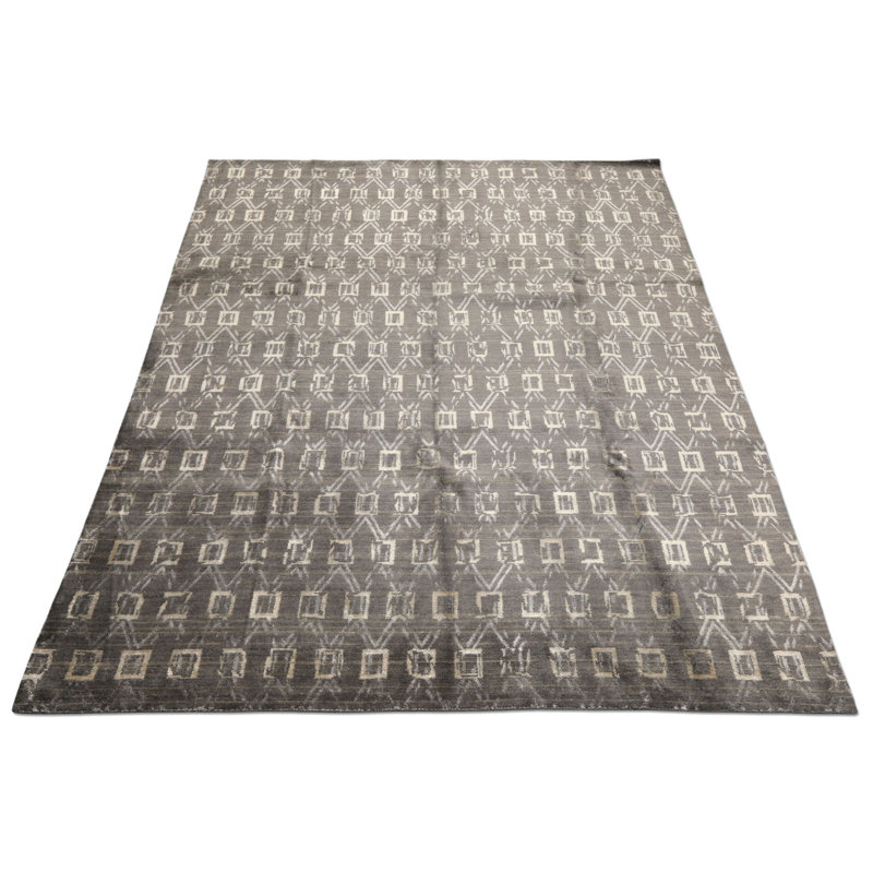 Tapis tibétain en soie de bambou en laine tissé à la main 8 pi 8 po x 9 pi 10 po