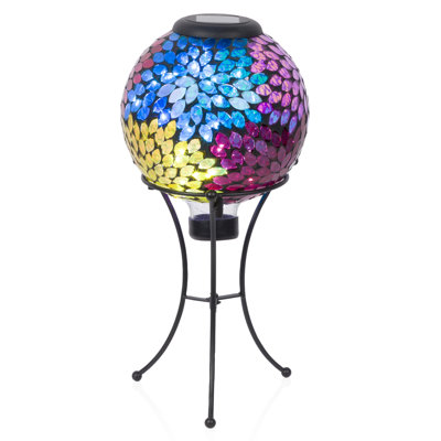 9"H Solar-Powered Leaf Gazing Globe with Stand