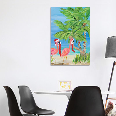Flamingo Christmas I by Julie Derice - Wrapped Canvas Painting