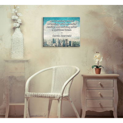 Toile tendue d'ArtsyQuotes par Calvin Seerveld: «L'art consiste principalement à se battre avec la réalité matérielle et non à viser un idéal spirituel.