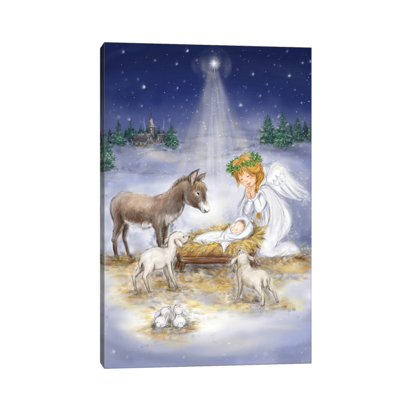 Nativity With Angel by MAKIKO - Wrapped Canvas Gallery-Wrapped Canvas Giclée, 101.6 cm H x 66.04 cm W x 1.91 cm D