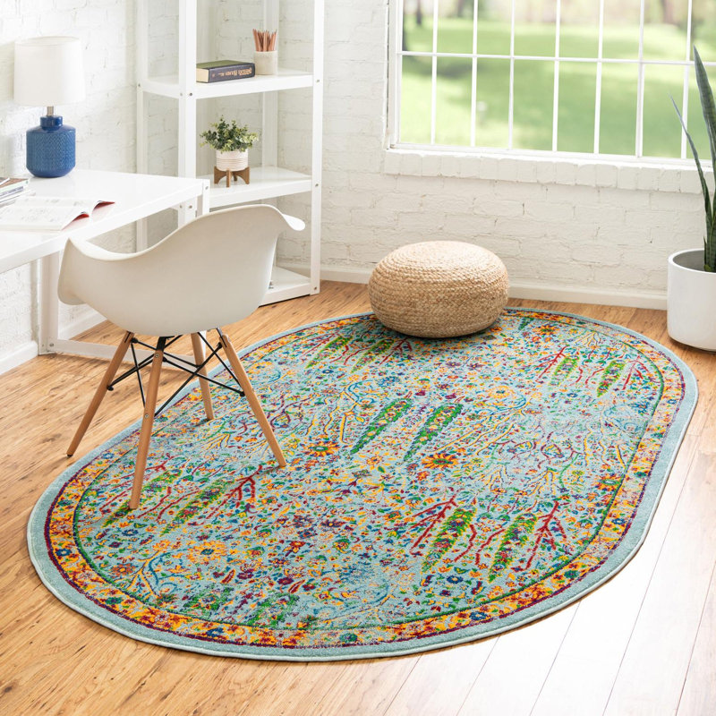 Floral Indoor Rug, Oval 7'10" x 10'