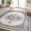 Tapis oriental bleu tissé antidérapant tissé à imprimé numérique