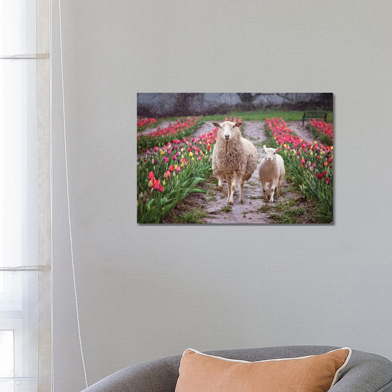 Mommy And Me Tulips by Karen Burke - Wrapped Canvas Print