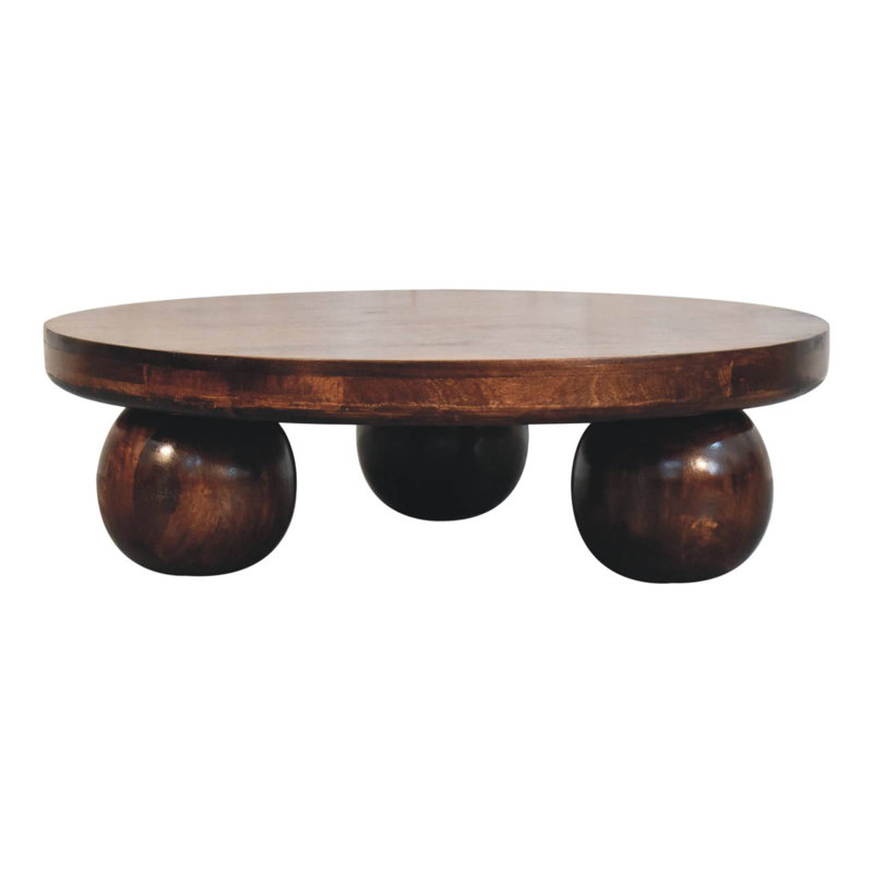 Table centrale californienne en noyer avec pieds boule