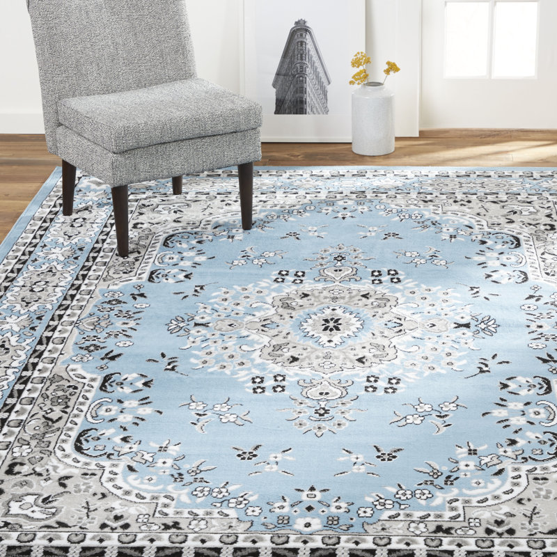 Tapis oriental bleu clair Modena, Rectangle 3 pi 7 po x 5 pi 2 po