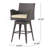 Modern Outdoor Multi-Brown Wicker Swivel Barstool With Tapered Legs, 1-Piece