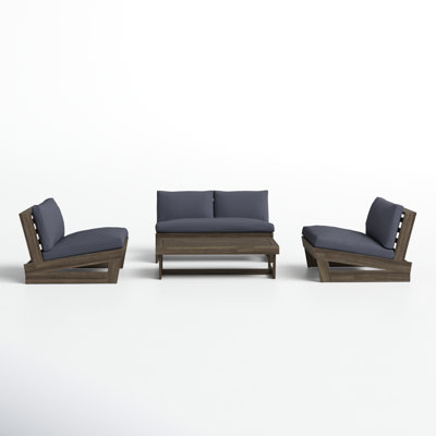 Louise Acacia 4 - Person Patio Conversation Set with Cushions