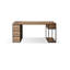 Bureau rectangulaire en bois massif de couleur noyer avec armoire à tiroirs-1958268971