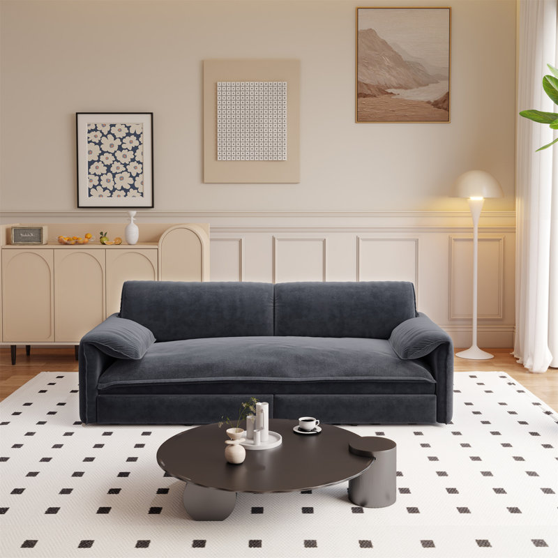 66" Queen Pull Out Sofa Bed, Gray