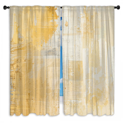 Rideaux de fenêtre à texture abstraite beige obscurcissant et obscurcissant - 2 panneaux