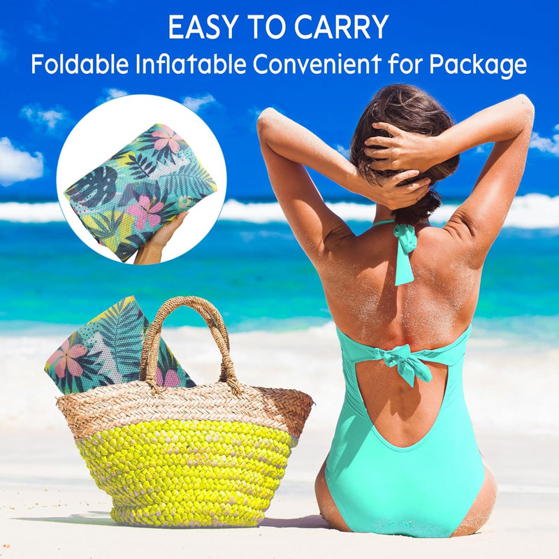 2 Pack Ultimate Comfort Inflatable Pool Floats With Soft Fabric Cover And Ergonomic Headrest Perfect For Pool Party, Sea, Beach, Lake River,Multicolor 30In L X 16In W
