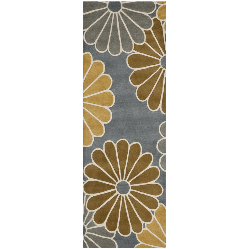 Carolette Hand Tufted Wool And Viscose Floral Rug, Runner 2'6" x 10'