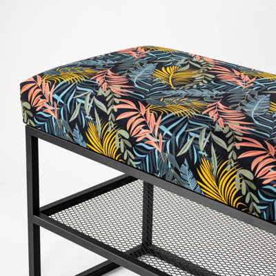 Zaddy Velvet Upholstered Bench with Shelves