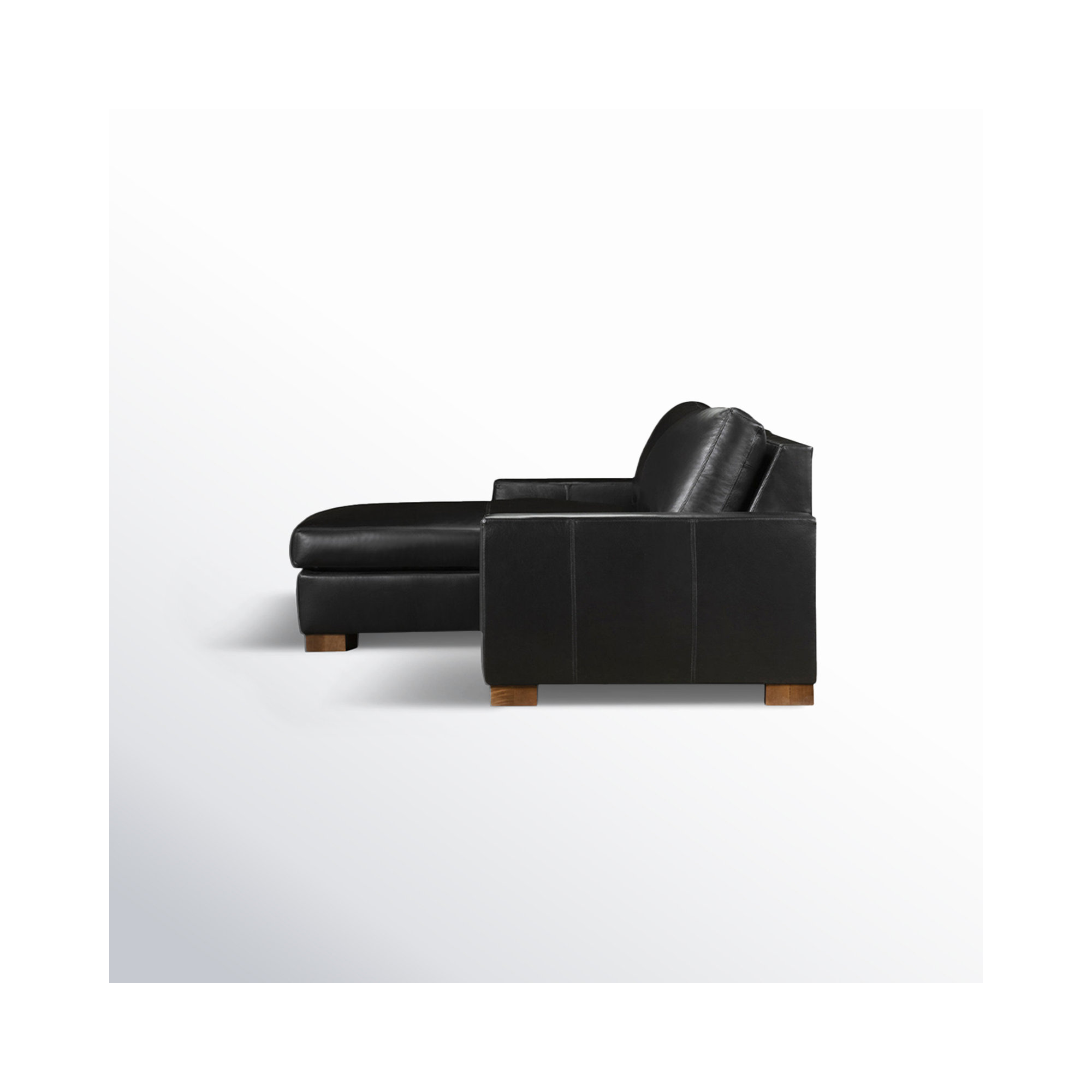 Jonie Genuine Leather 2-Piece Chaise Sectional, Left Hand Facing, Revelation Midnight Genuine Leather