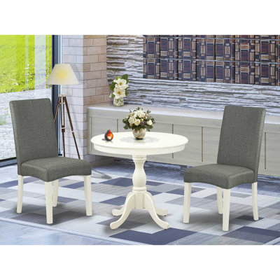3-Piece Black and Cherry Finish Solid Wood Top - Round Dining Room Set with High Back - Seats 4