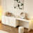 47.24"Modern Extendable Vanity Table with 3 Drawers and 2 Cabinets Rounded Design