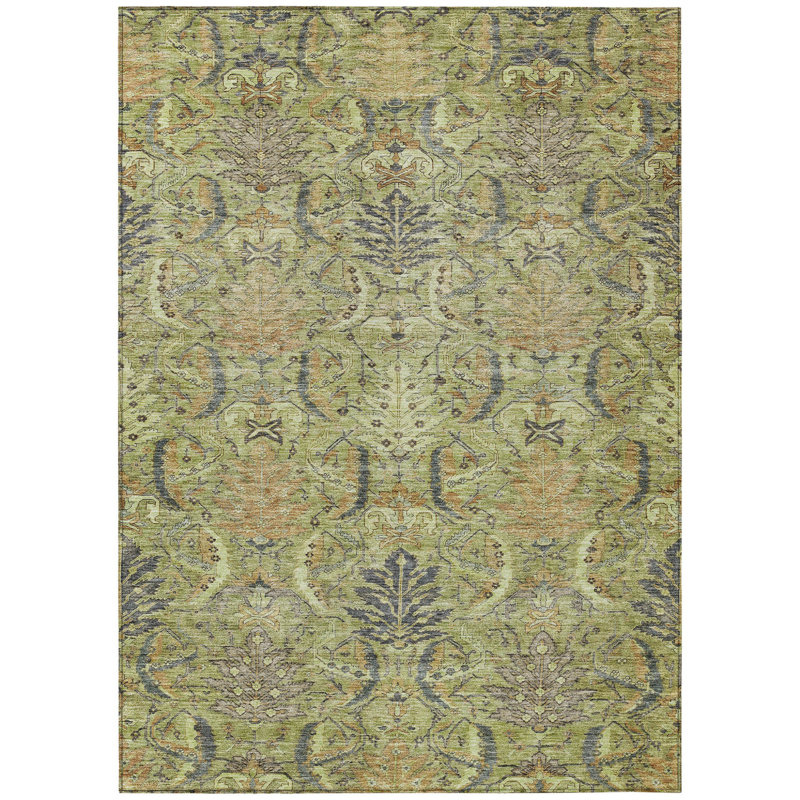 Tapis d'intérieur lavable à motif d'artichauts verts 5 pi x 8 pi