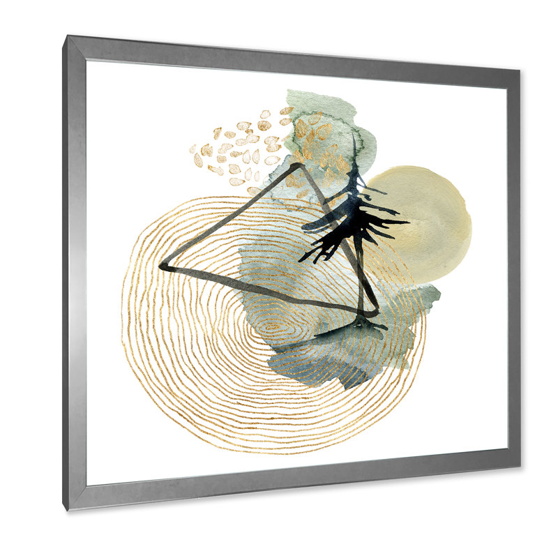 Paysage abstrait de montagnes lune et arbre - Décoration murale abstraite en toile, H 16 po x l 16 po x P 1 po