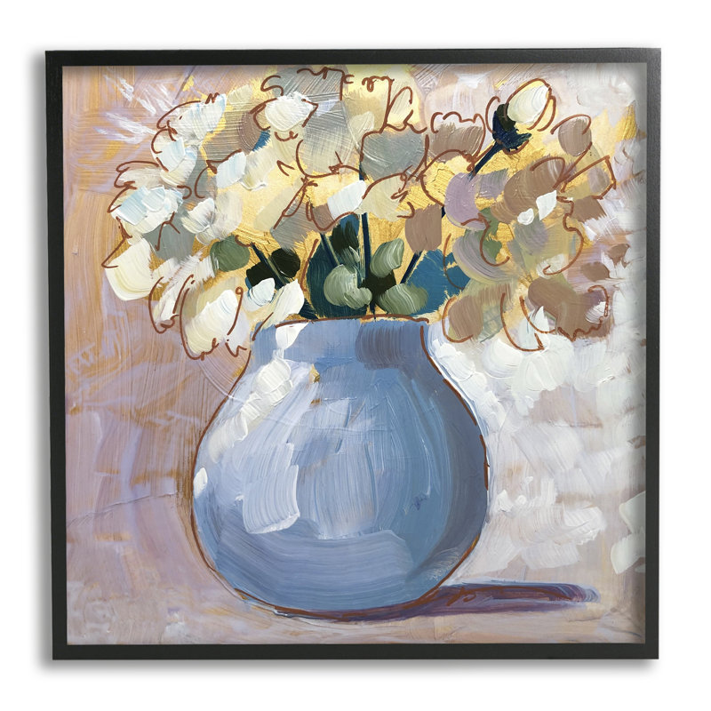 Arrangement floral en couches, H 12 po x l 12 po x P 1,5 po, Giclée encadrée noir minuit