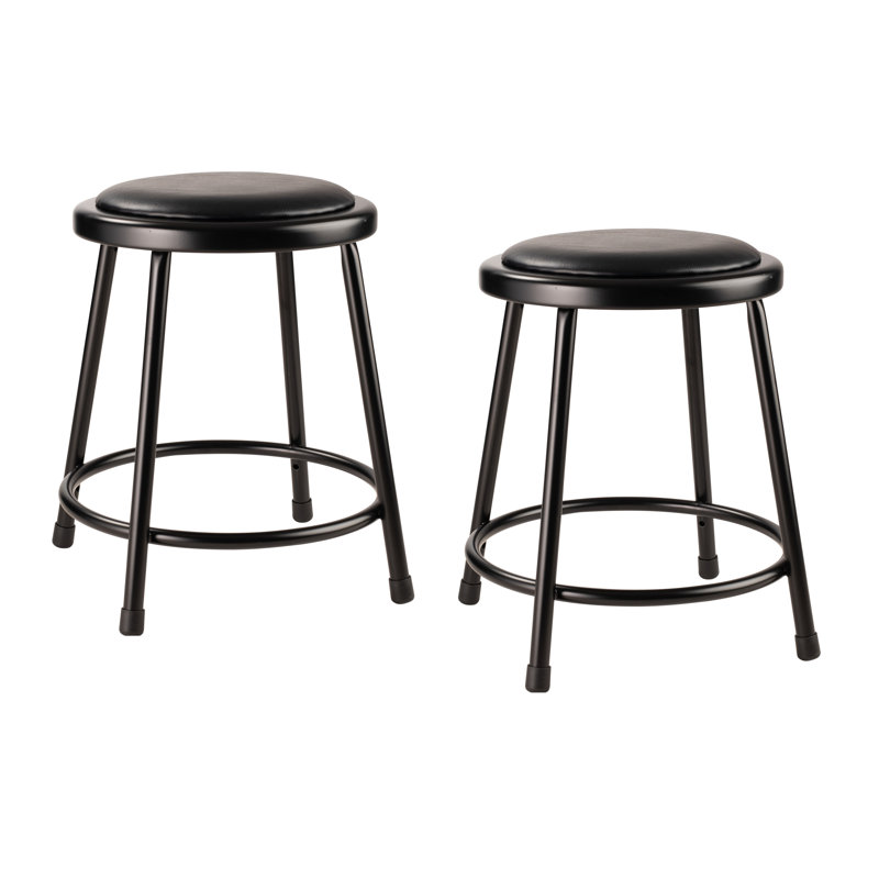 Heavy Duty Vinyl Padded Steel Shop Stool 2 Pack, 18", Black