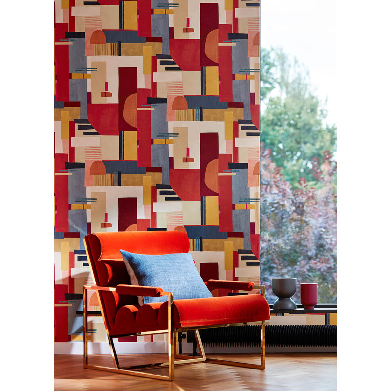 Rouleau de papier peint L 33 pi x l 19,7 po Rhodes, Rouge
