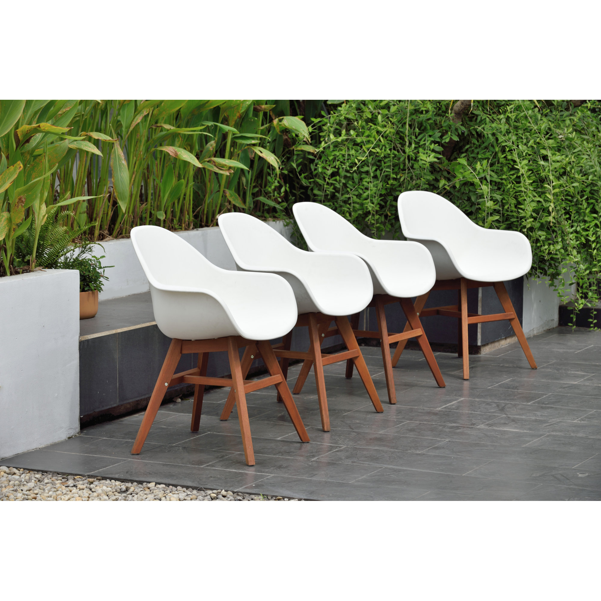 Alyisa Wood Patio Dining Chair With Arms (Set Of 4)