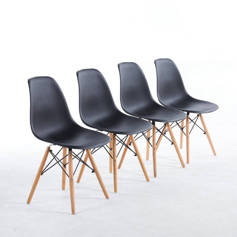 chaise, ensemble de 4, pieds KD, Plastique noir mat